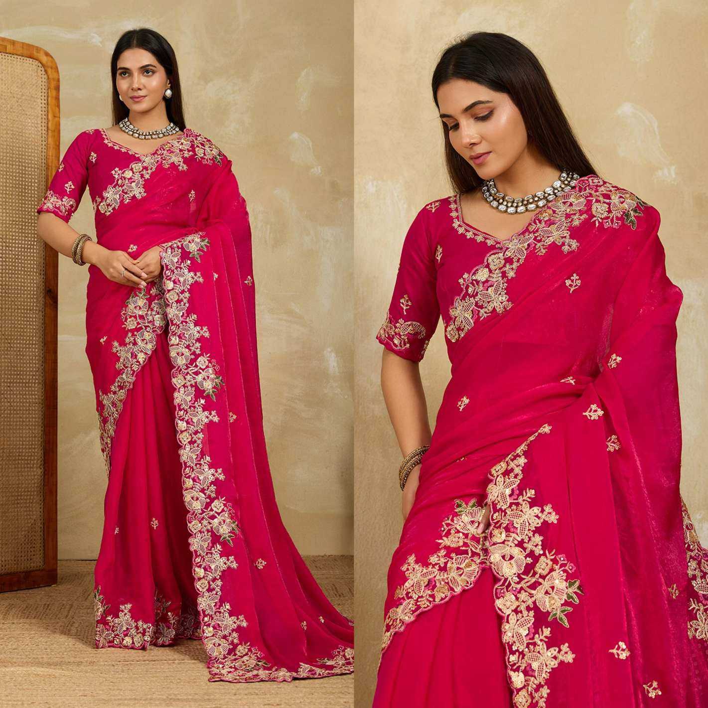 Chiffon  Embroidered Cutwork Saree